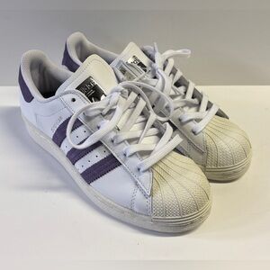 Adidas Superstar white/violet sneakers size 7.5